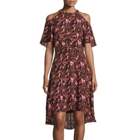 A.L.C. Emile Silk Floral Hi-Low Cold Shoulder Dress - Picture 1 of 11
